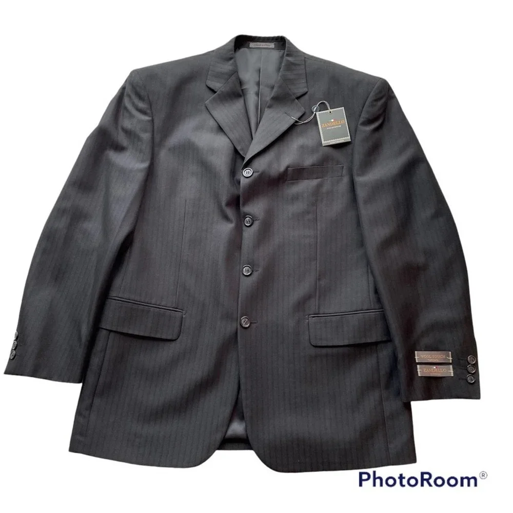 Zandello Collezioni Suit Jacket Blazer Sport Coat Black Size 40R formal office